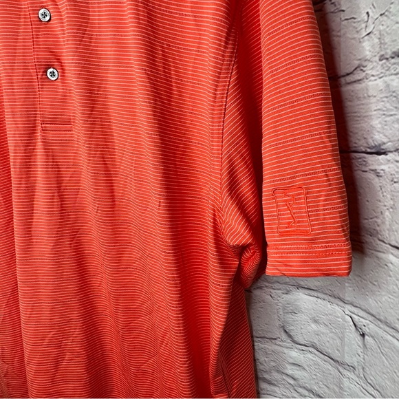 PGA Tour Men's Shirt Short Sleeve Golf Orange Striped Airflux Size XL - Picture 8 of 9